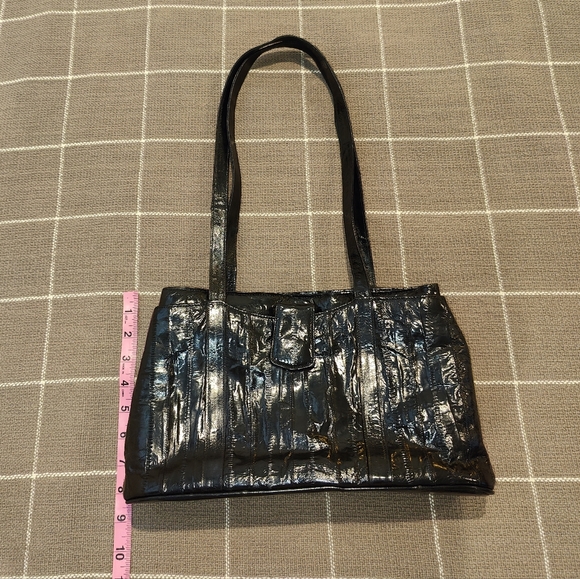 Vtg 1970s Eel Skin Satchel Bag Purse - Picture 3 of 8